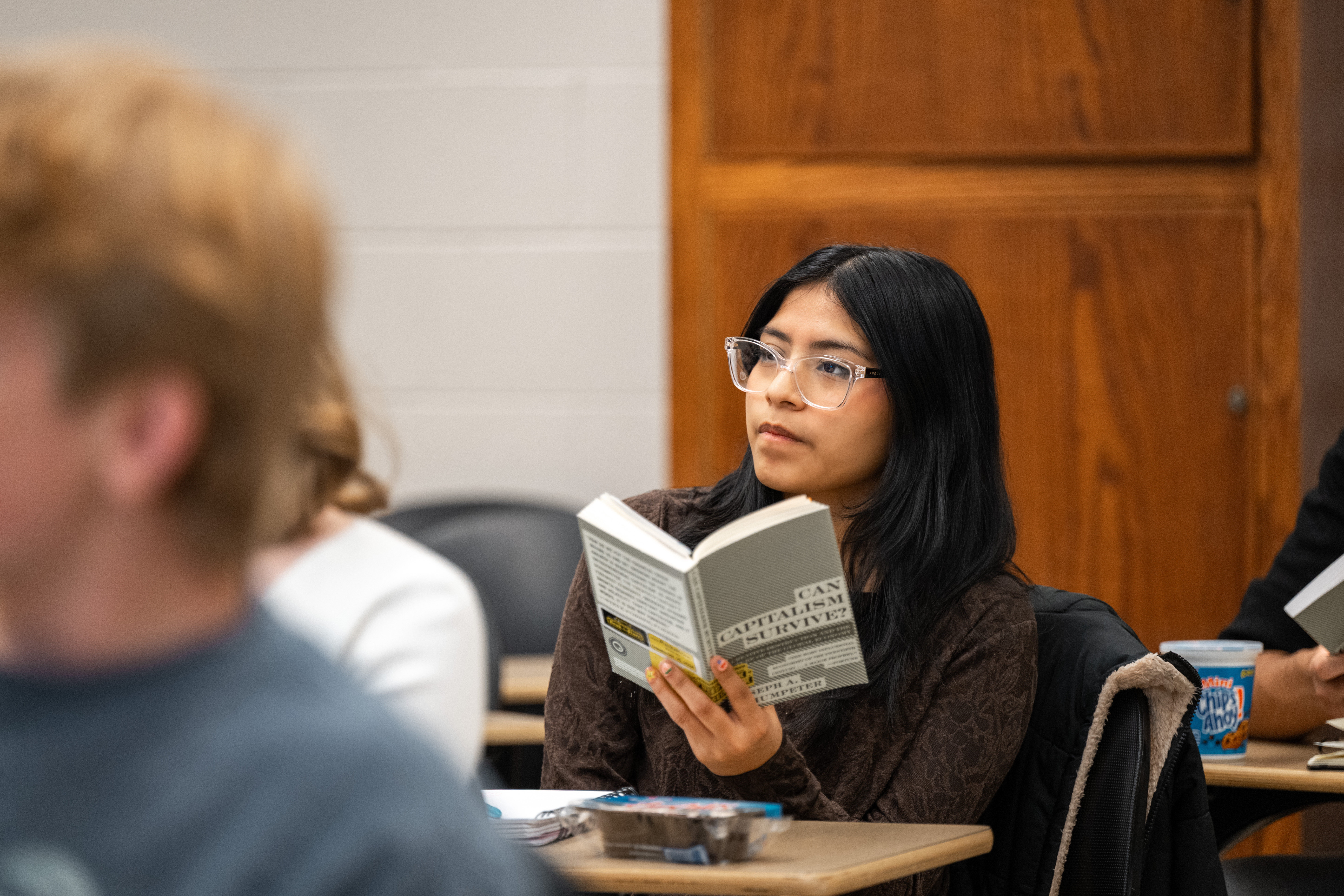 Student reading in a Cornerstone class. 