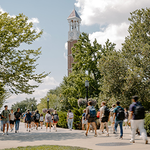 students walking on campus
