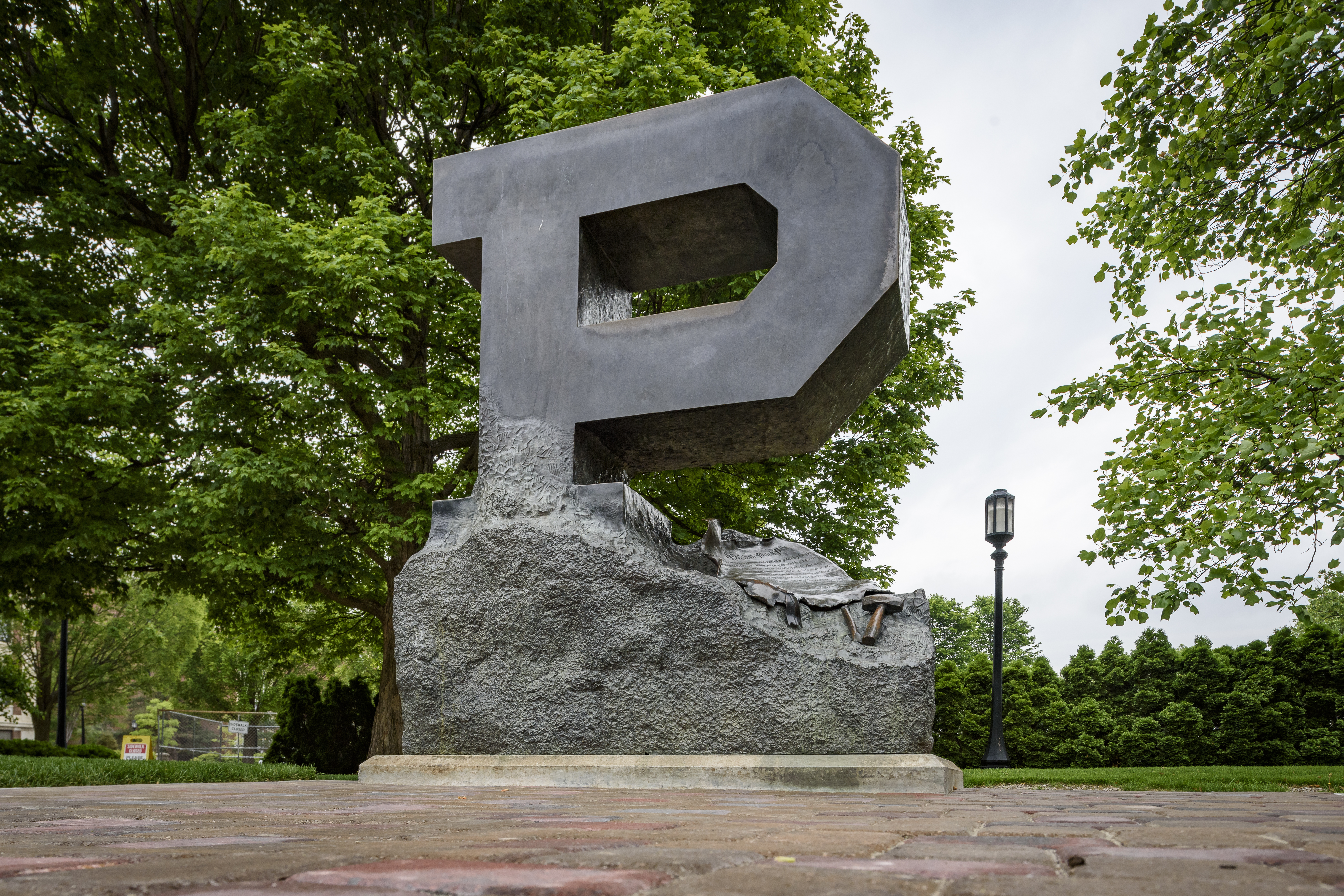 Block P statue on the Purdue campus