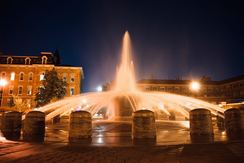 Loeb fountain at night