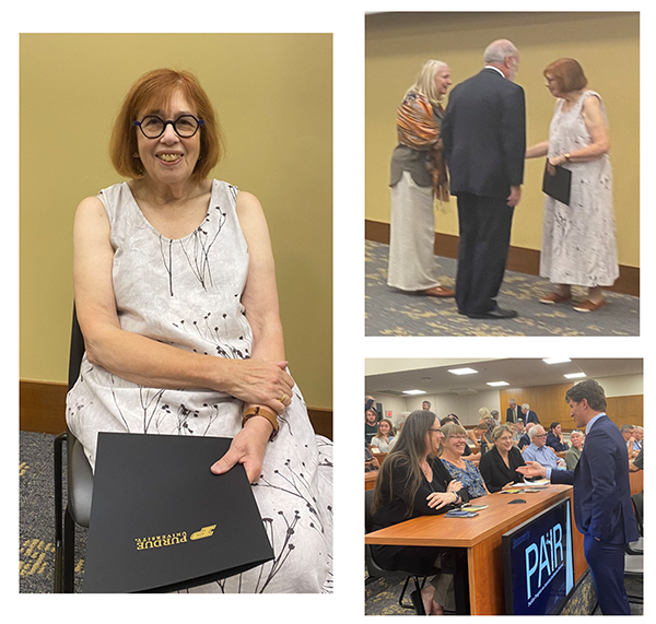 Collage of photos showing Linda Greenhouse and guests