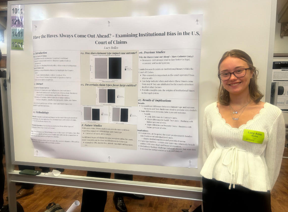 Students standing in front of their research poster