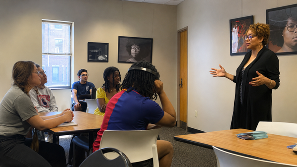Professor giving a lecture to students