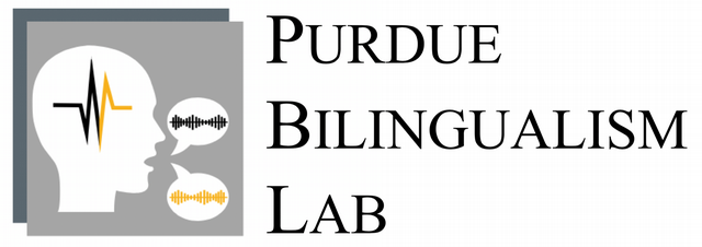 Purdue Bilingualism Lab logo with head and speaking bubbles