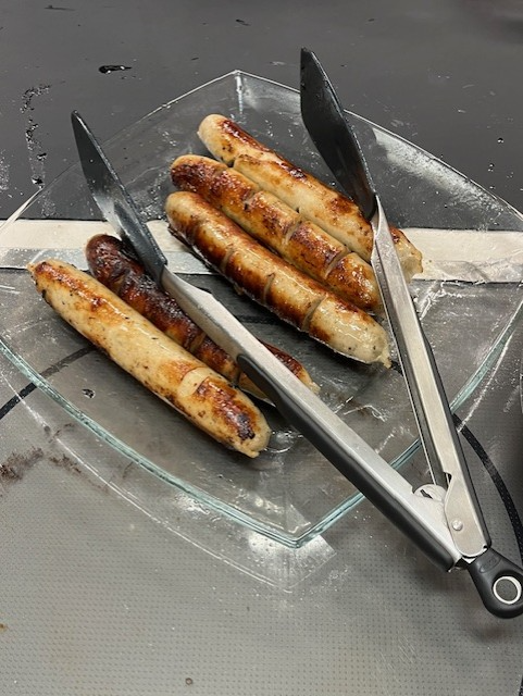 Bratwursts cooked in German Foods and Cultures Lab 