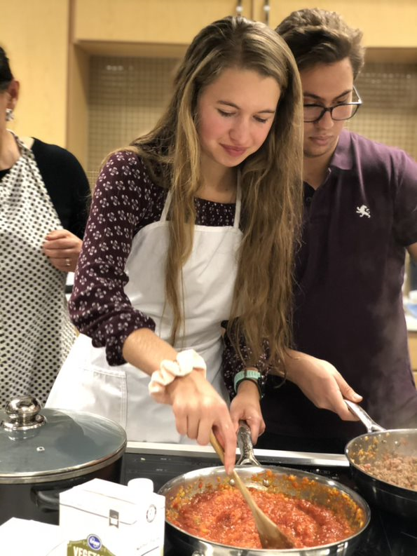 Students Cooking During Italian Foods and Cultures Lab Class 