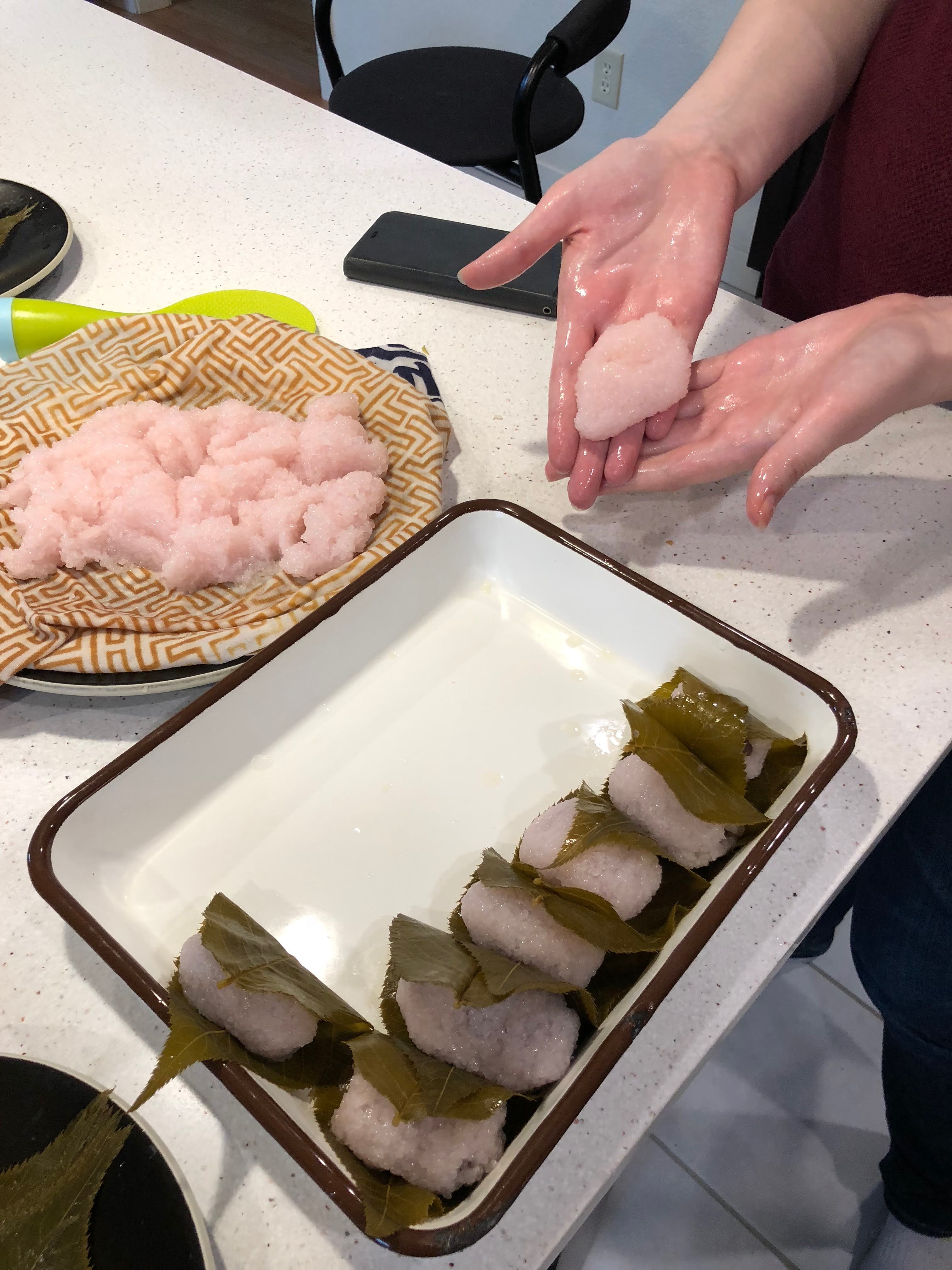 Making Sakura Mochi by Hand