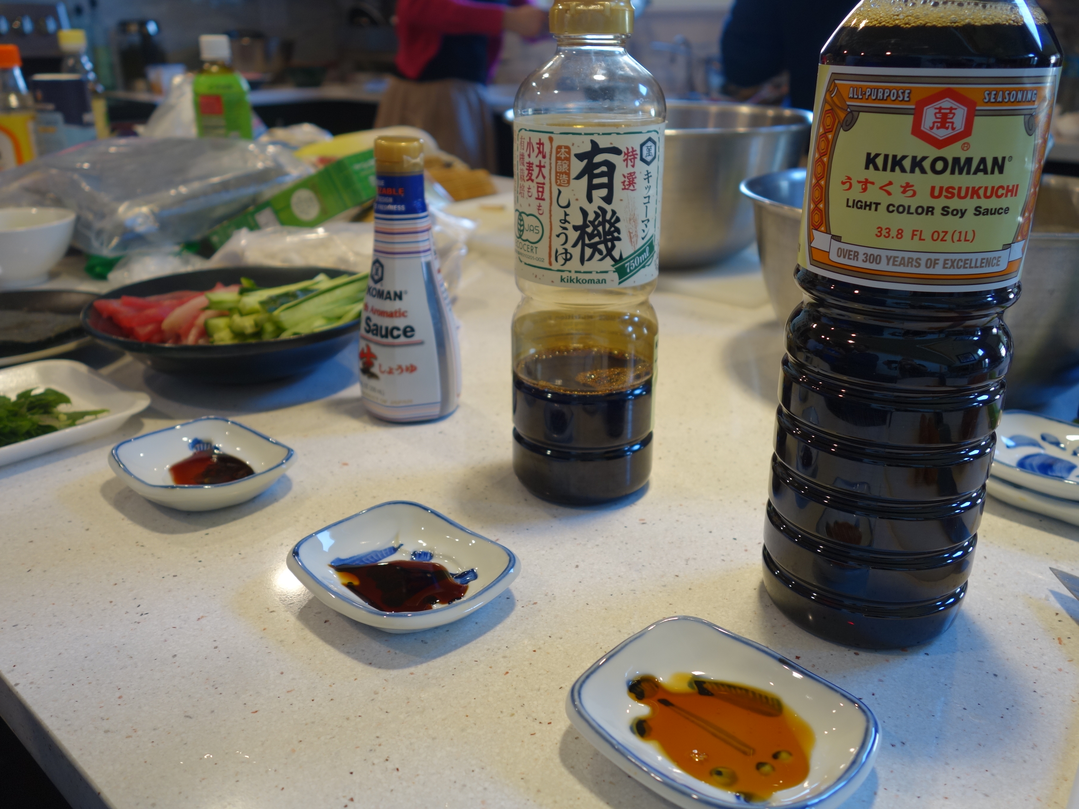 Soy Sauce Tasting and Condiments Setup