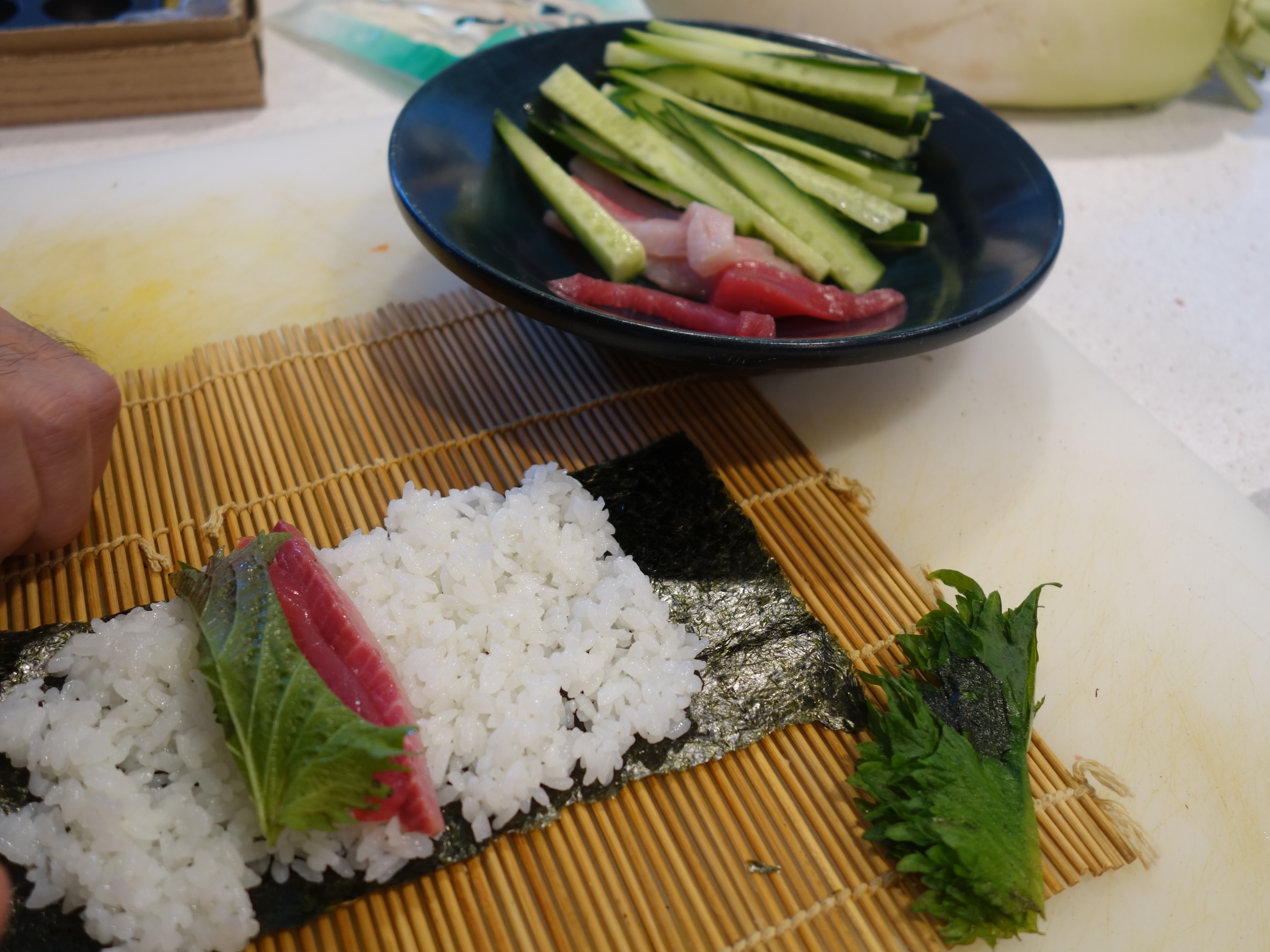 Preparing Hand-Rolled Sushi