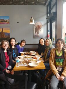 ExLing lab members enjoying a meal at Shawarma Joint in Urbana, Illinois during the ILLS conference