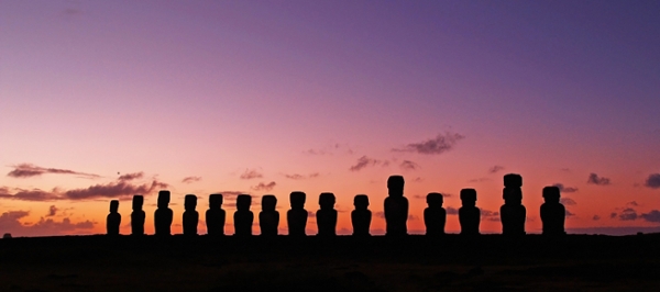 Easter island in Chile at sunset