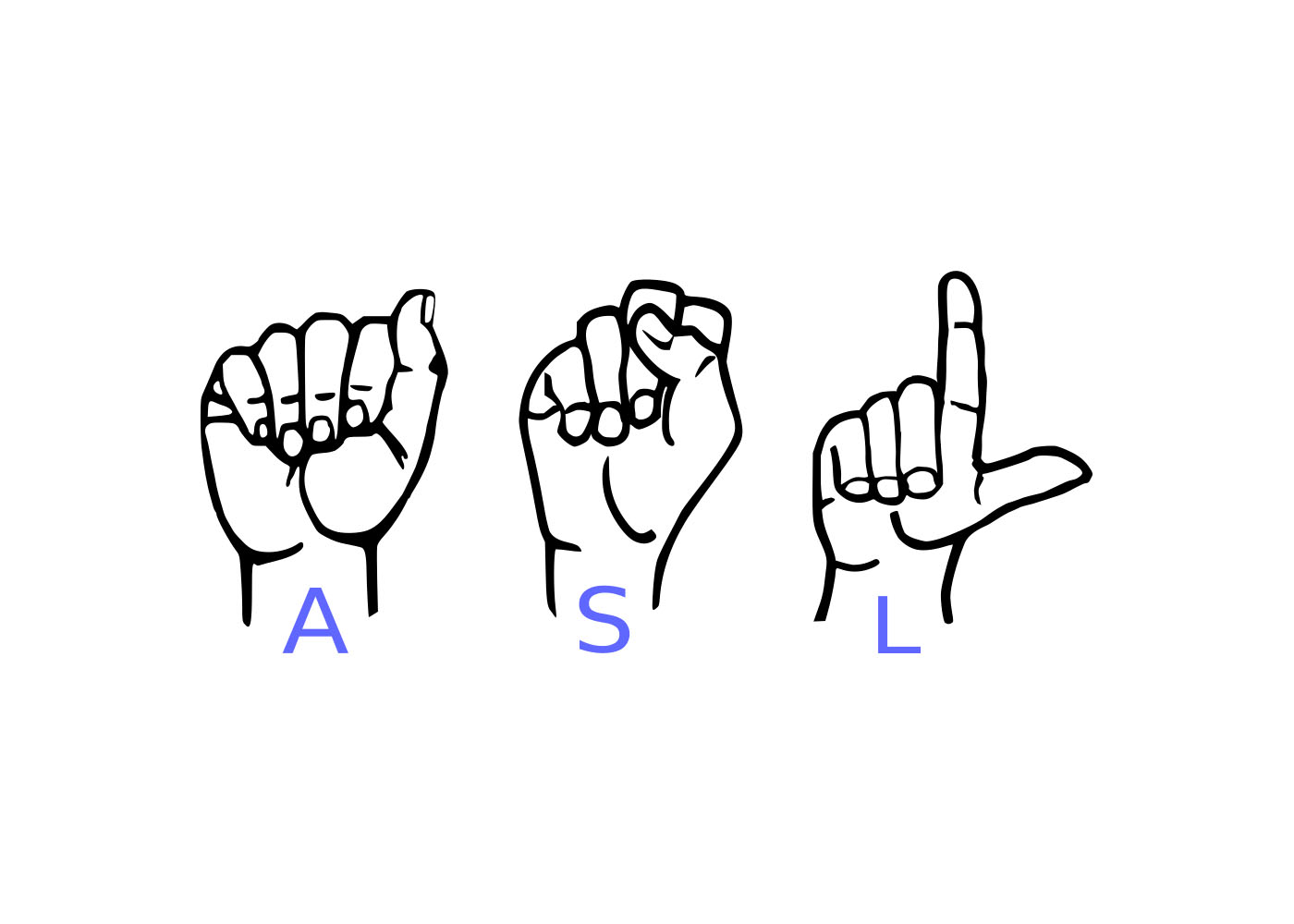 Signs for letters A,S & L