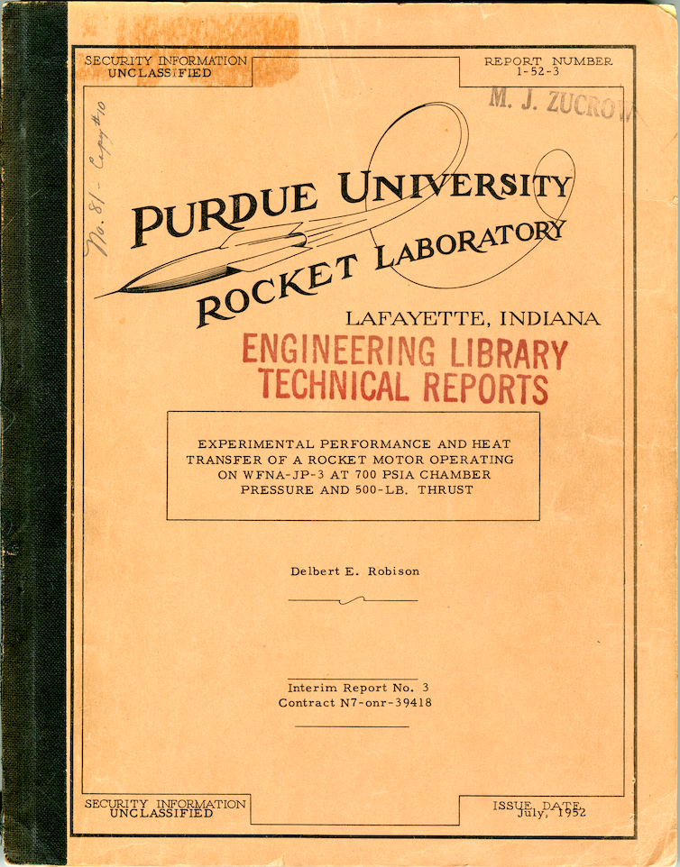 Front cover of the Rocket Lab Interim Report No. 3 (1952).