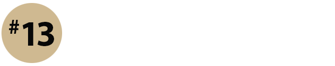 Gold circle with text reading Number 13.