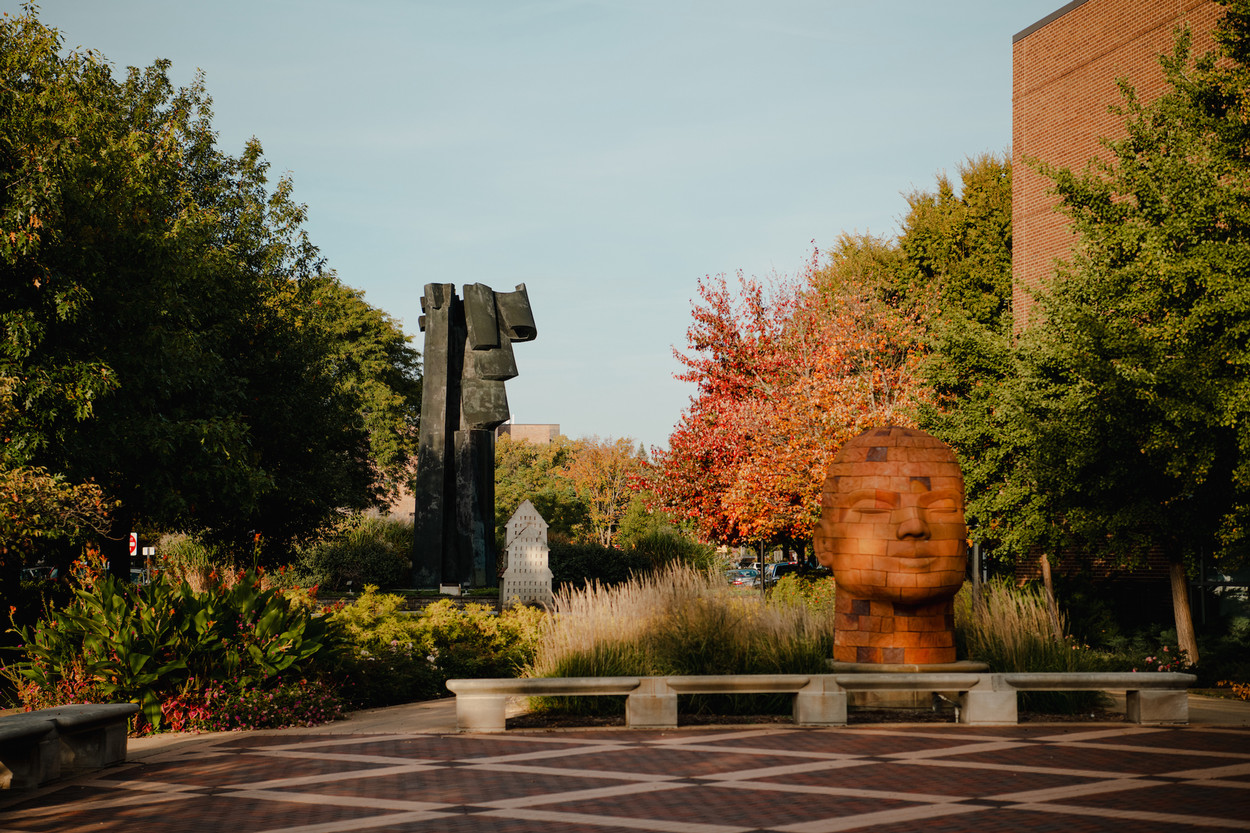 Sculptures outside Pao Hall.