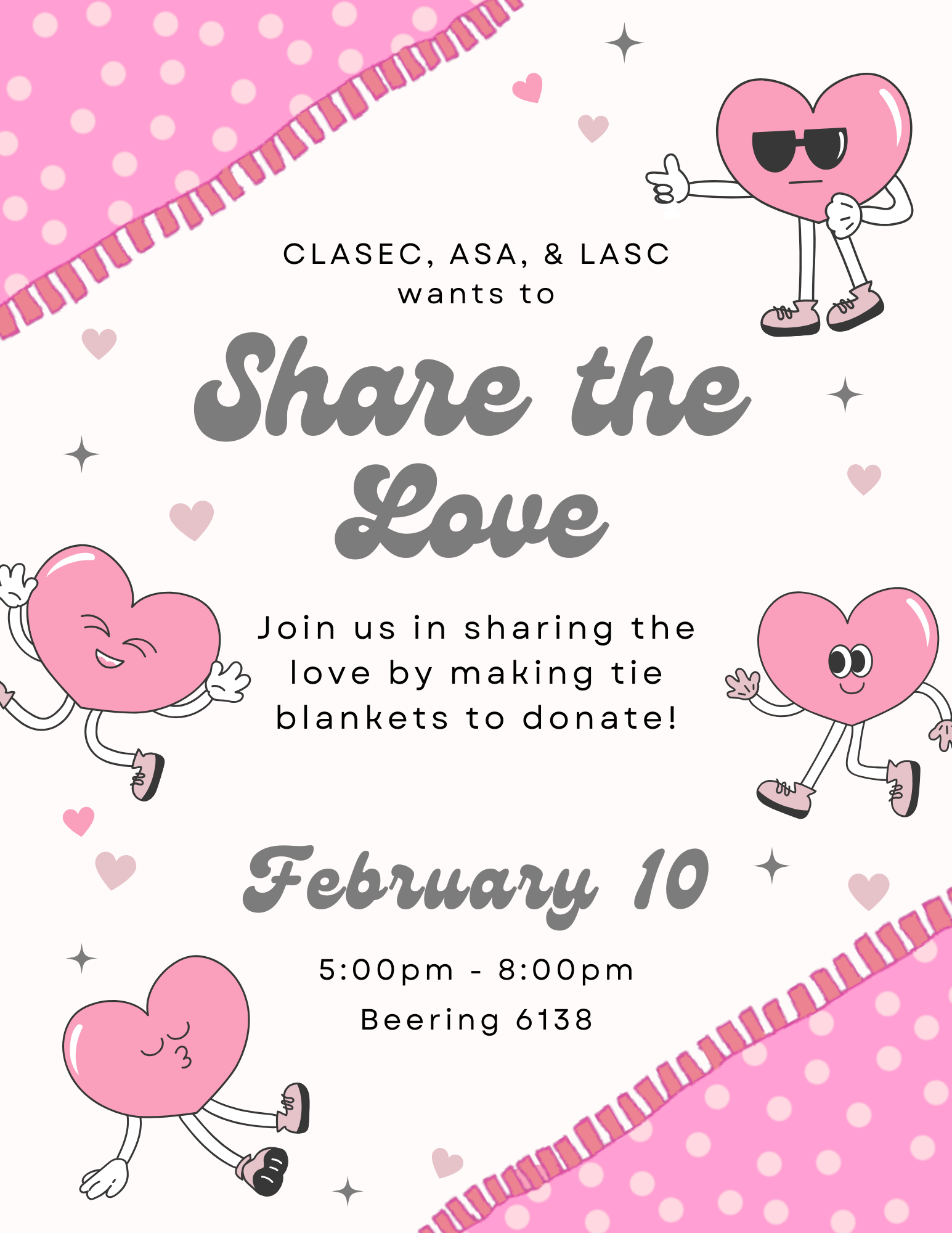 flyer for Share the Love Event with Cartoon hearts