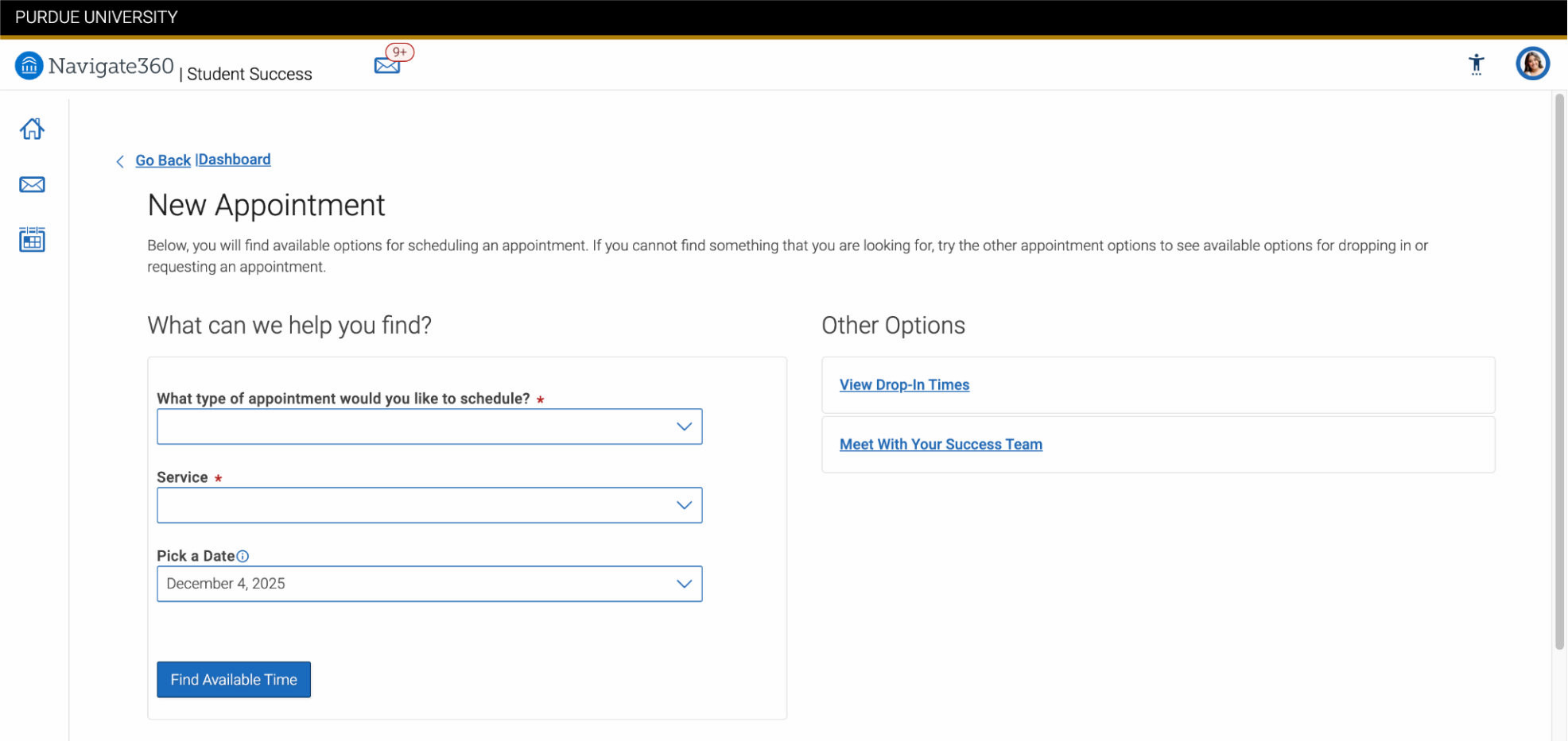 Once you have logged in, click the ‘Make an Appointment’ button in the top right-hand corner