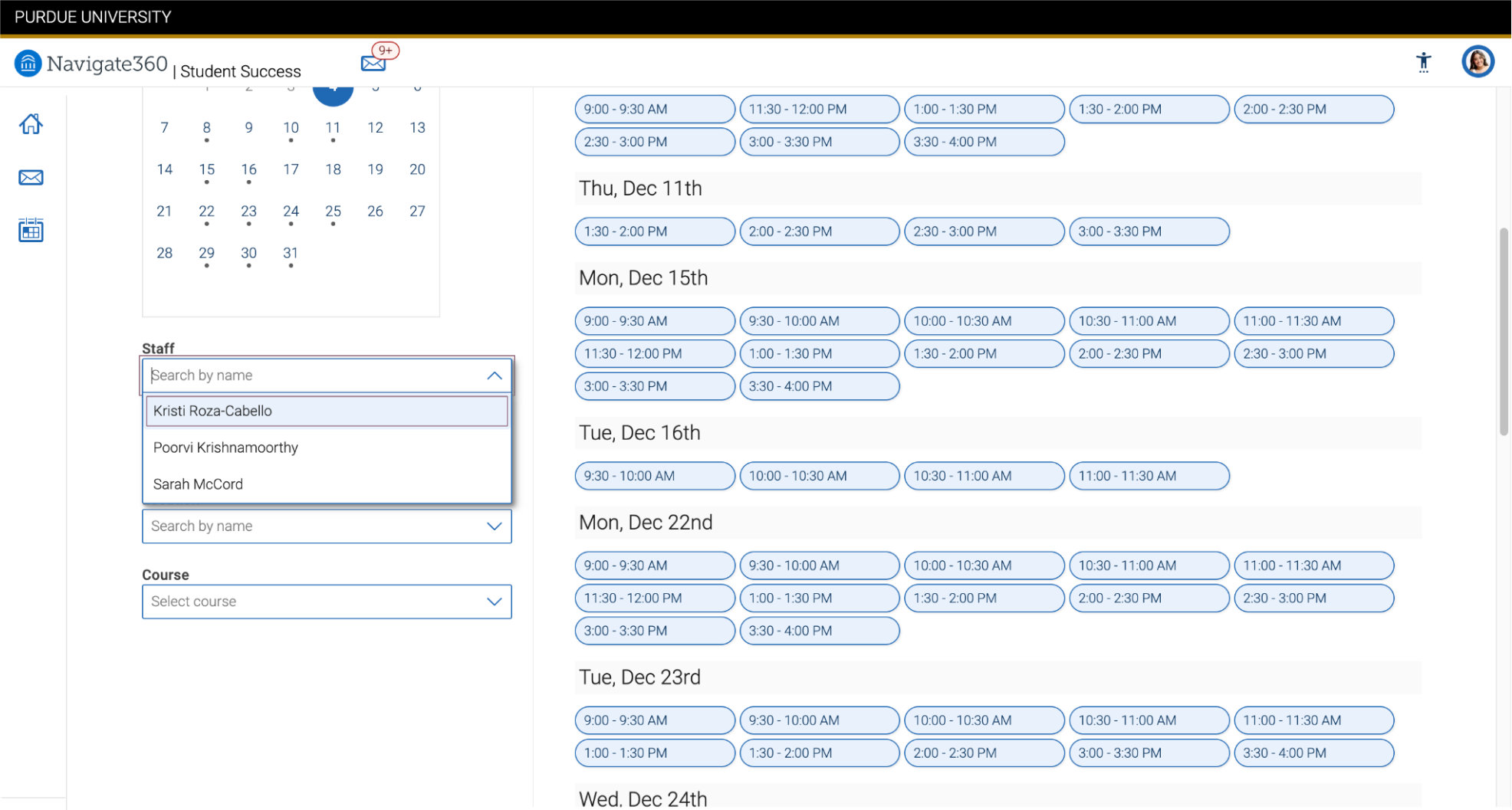 You will be given a list of available times to select from