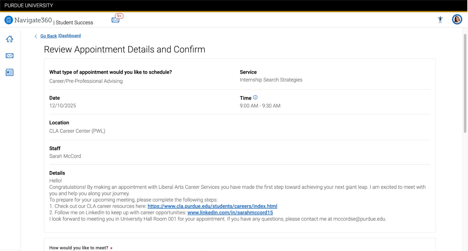 You are then able to filter to either a virtual or an in-person appointment