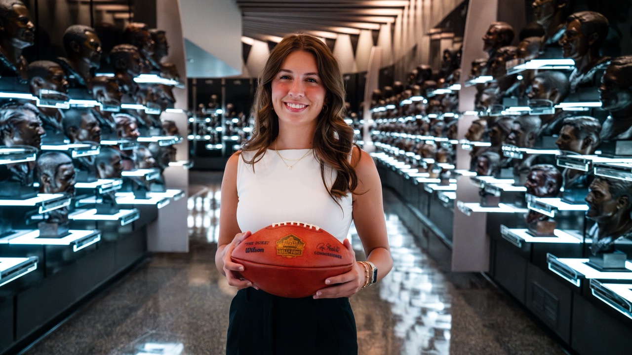 Intern working at the Basketball Hall of Fame